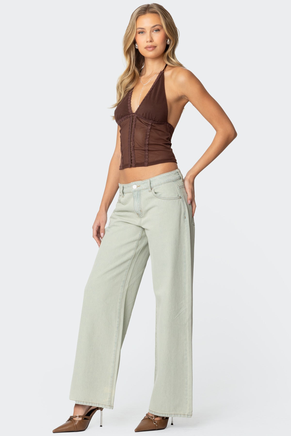 Glamorous Lucie Lacey Mesh Halter Top